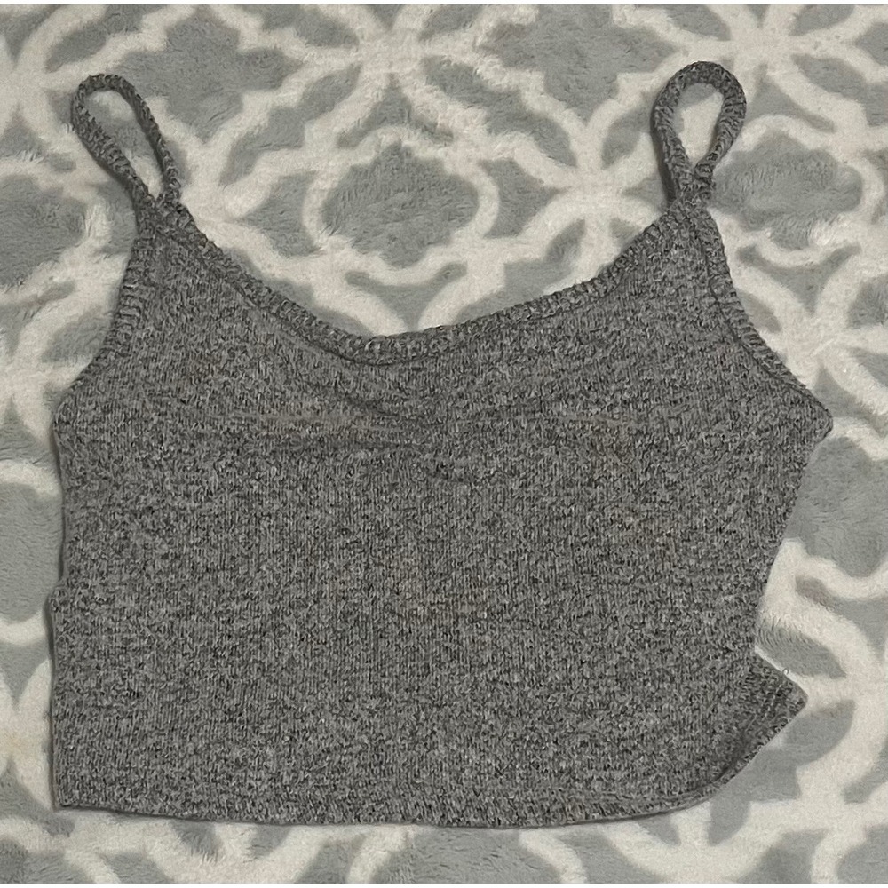 No Boundaries Knit Crop Top XXS (00) Gray‎ Spaghetti Strap Sleeveless Casual